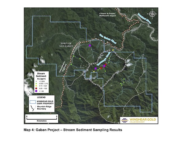 Map 4 - Stream Sediment Sampling Results - Gaban Gold Project